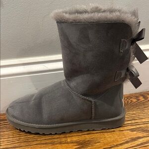 UGG Gray Winter & Rain Boots with Plush Lining and Decorative Bows